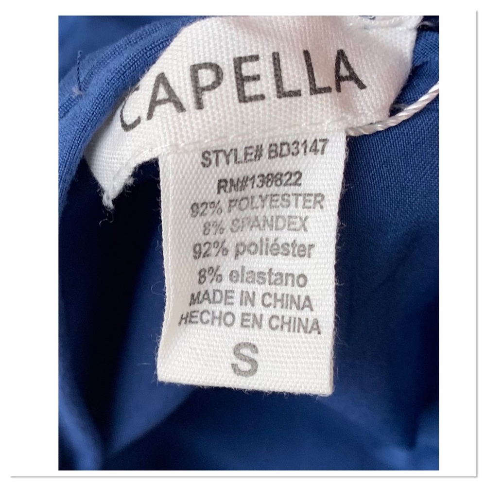 Capella Ruched Fitted Spaghetti Strap Dress Pull On Blue Size Small New With Tag - Picture 6 of 6
